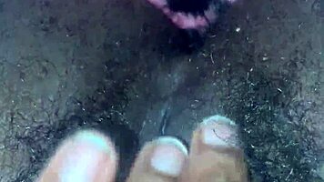 pretty hairy pussy cums juicy close-up solo