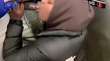 bold public train suck on 11 inch monster bbc to extreme orgasm