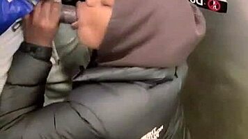 bold public train suck on 11 inch monster bbc to extreme orgasm