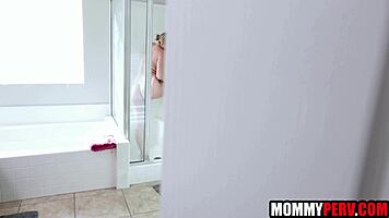 Blonde milfs and young guys share secret shower bonds