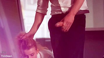 blonde cutie deepthroats monster cock till sloppy facial explosion 4k