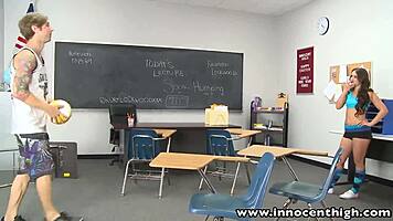 perky titted tattooed volleyball athlete fucked in classroom 😈🏐📚