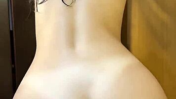 Fresh from shower, ass shaking as she rides cock hard