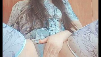 cutie teen 18+ teases pussy thru soaked panties 💦😍