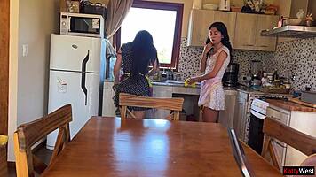 time freeze fucks two bent over maids kitchen creampie free use