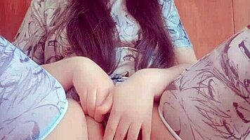 cutie teen 18+ teases pussy thru soaked panties 💦😍