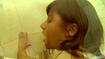 shower time with teen slut naila turns into juicy dildo play session 💦🍆