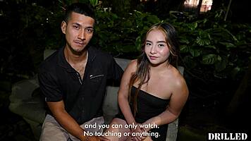 Petite colombian 18+ latina's first cuckold hookup ends in facial humiliation