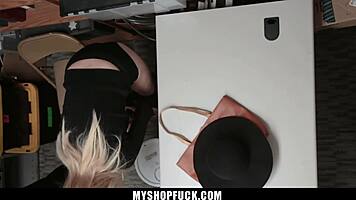 Mature women tag team police officer with office blowjobs
