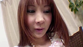 Tiny japanese 18+ with nice tits rides for first creampie and sperm tasting