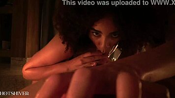 hot latina babes in oiled threesome kissing by candlelight 💋🕯️👩❤️👩