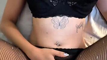 Amateur goth college girl's perfect ass rides cock doggystyle in dorm roommate session