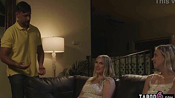 stepdad pounds hot bisexual teen and her friend senseless!
