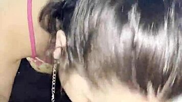 Brunette Sucks Monster Cock Deep then Rides to Creampie Finish