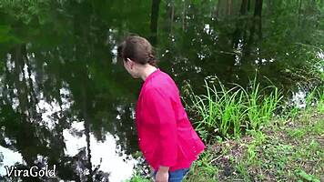 i'm pumping creampie deep into her pussy outdoors... uh forest quickie