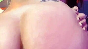 brazilian brunette squirts riding anal toy in super close hardcore
