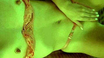 milk drips over slim petite body with small natural tits cozy on bed
