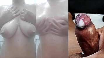 watch my small foreskin cock cum hard as girlfriend jerks to squirt