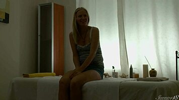 Zuri's shaved pussy drips wet from old man's teasing massage turning into deep doggystyle
