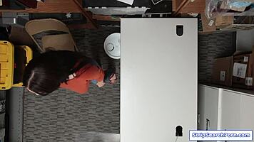 Security guy rips into latina shoplifter's tight pussy at work! 🔥🍑