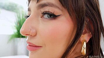 petite brunette lana small rides cock to squirting orgasm