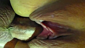Close-Up Creampie Inside Girlfriend Before Work Doggystyle Thrusts