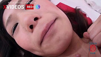 hot petite japanese babe moans uncensored as pussy fills with creampie after hairy ride
