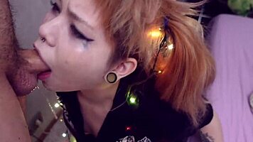 Christmas deepthroat and gagging