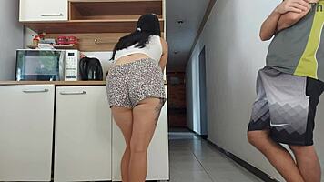 Risky sex with friend while husband showers in bathroom
