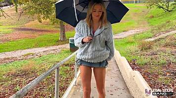 Suggestive Blonde Babe Enjoys Wild Outdoor Car Play