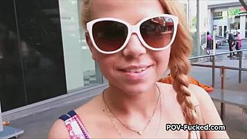 Petite blonde tourist spinner takes intense pov hardcore fucking