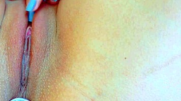 Indian teen shows wet shaved pussy closeup
