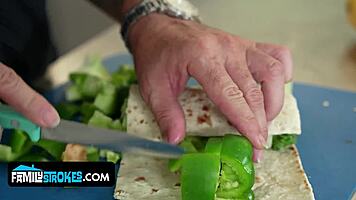 Bratty Ryder Rey Flashes Dads Friend In Kitchen