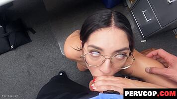Will this nerd girl avoid charges with a hot fuck