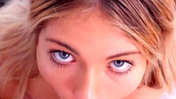 blue eyes emma bugg gives sloppy blowjob pov