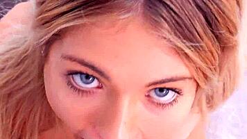 blue eyes emma bugg gives sloppy blowjob pov