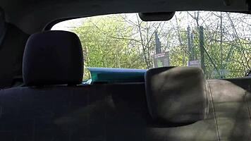 Horny blonde milf rides 2 lucky guys in a car