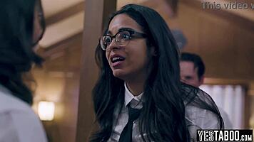 innocent latina teen in threesome