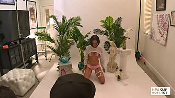 Petite Brunette Strips Outfit During Casting Interview