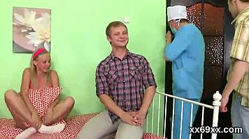 Assists with hymen checkup and defloration of virgin teen