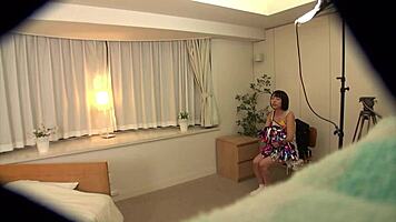 japanese cheerleader does fake video shoot in bed