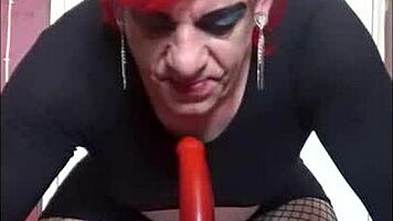 crossdressing sissy teases with deepthroat and ass to mouth