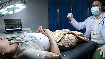 Doctor fucks asian girl to creampie orgasm