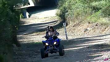 Curvy inked girl gets outdoor anal and cum