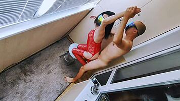 Mature fitness couple films private session