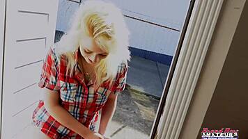 Coed annie archer plays with toys