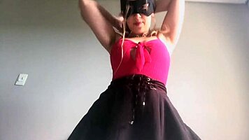 Just a cute girl wearing her fav skirt for teasing you while humping pillow