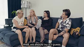 First Awkward Partner Swap On Couch Turns Wild