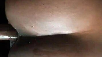 ebony teen takes long curved cock at home