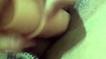 Amateur nerd gives small cock handjob to lover